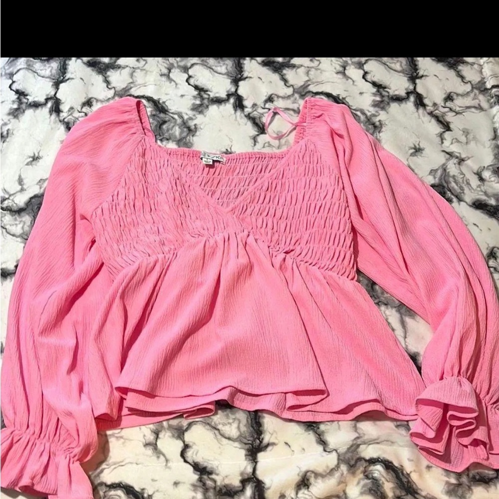 Pink Smocked Women's Top